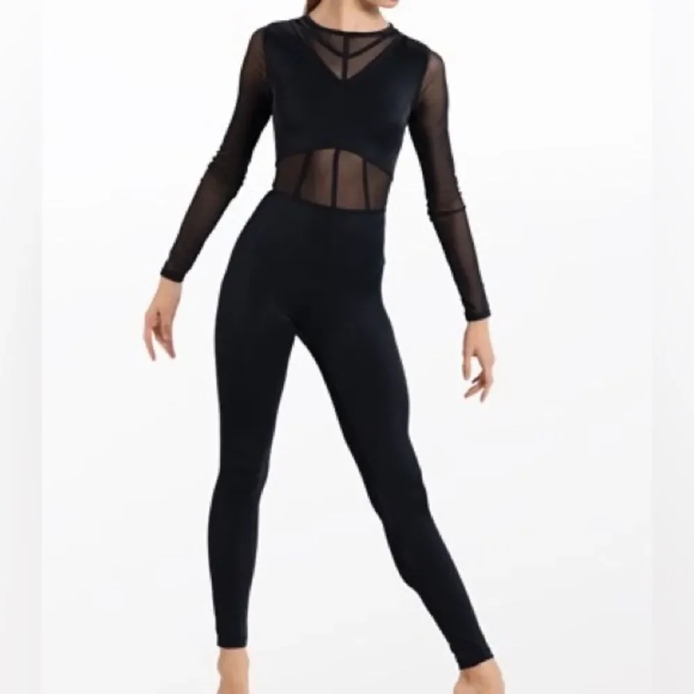 WEISSMAN Dance Costume black unitard jumpsuit romper Ending 14017 LA-Large adult